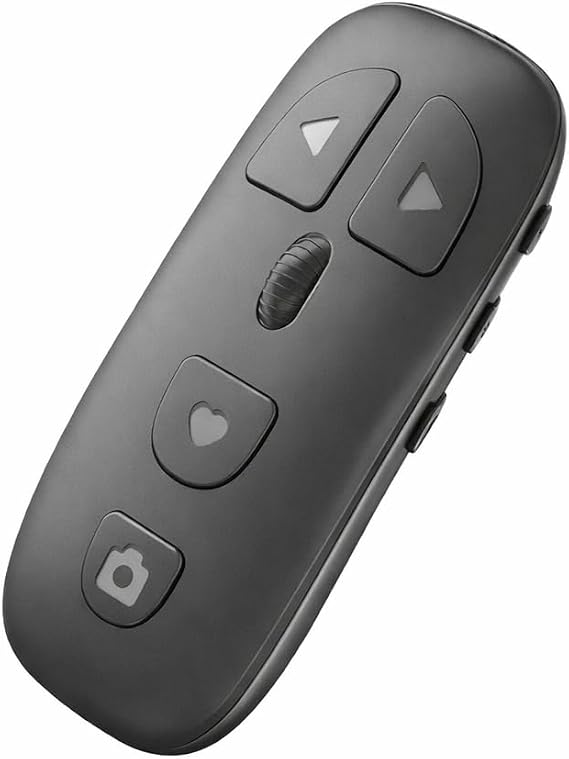 Coverzone Bluetooth Sayfa Çevirme Kumandası Tekerlekli Uzaktan Kontrol Cihazı Telefon Tablet Uyumlu Video Kaydırma E-Kitap Okuma Selfie Çekim Medya Kontrol Aleti | KR-06 (Gri)