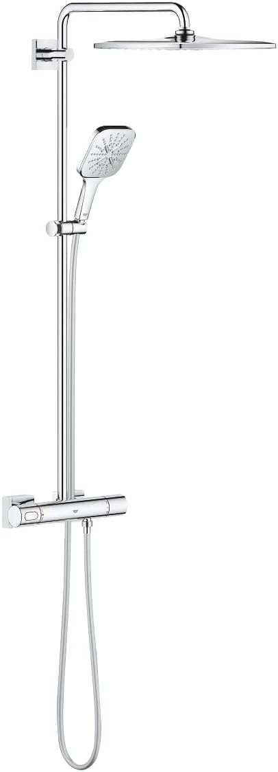 GROHE Rainshower 310 Smartactive Cube Shower System with Thermostat Chrome Finish, Wall-Mounted Made in Germany 26649000