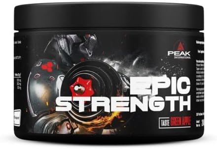 PEAK Epic Strength - 240g Flavour Green Apple I 30 Servings I with Premium Creapure® creatine + beta Alanine + WATTS'UP® (Citrus sinensis Extract) I Vegan