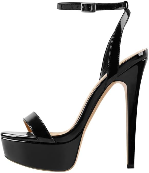 blingqueen Platform High Heels Sandals with Stiletto Ankle Buckle Strappy Heels