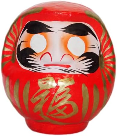 Good Luck Charm Traditional Japanese Takasaki Fuku Daruma Doll, Red Wishing Bringing Good Fortune Made in Japan (4.7 inch Tall)