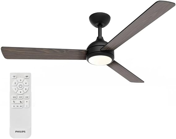 PHILIPS Civx LED aydınlatmalı tavan vantilatörü, 3 kanat, 132 cm çap, 2500 lümen, üç beyaz ışık tonu (3000 K / 4500 K / 6500 K),%10'a kısılabilir, uzaktan kumanda dahil [Enerji Sınıfı E]