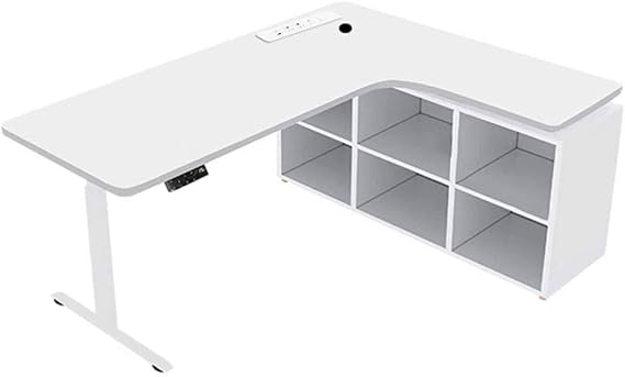 Eleric Height Adjustable LShaped Standing Desk with Storage & Power OutletsCorner Home Office Desk for Ergonomic Work & Produivity