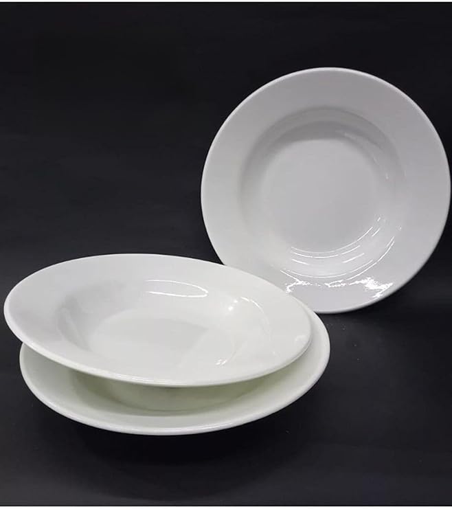 Emirler 3 Adet Sağlam Beyaz Melamin 21Cm Çukur Yemek Tabağı Ev Lokanta Tipi Porsiyon Sulu Yemek Haşlama Kabı Beyaz Tek Ebat
