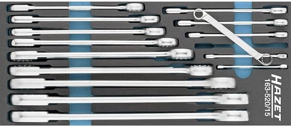 Hazet Double Ring Spanner Set (Outer Double Hex Traction Profile) 163-520/15