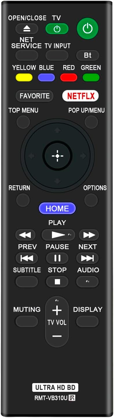 RMT-VB310U Replaced Remote Commander fit for Sony 4K Ultra HD Blu-ray Disc DVD Player UBP-X800 UBP-UX80 UBP-X1000ES UBP-X1100ES UBP-X800M2