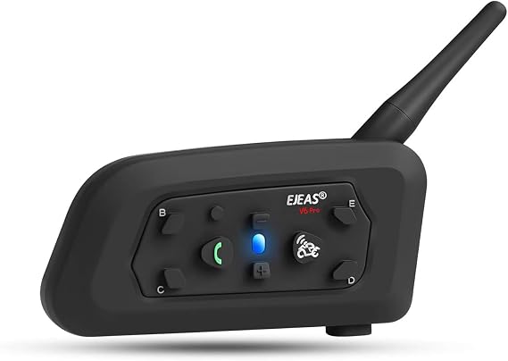 EJEAS V6 Pro Motorcycle Helmet Bluetooth Intercom Headset 1200M 2 People Full Duplex Wireless Motorbike Interphone Connect Up to 6 Riders for Motorcycling Skiing and Climbing (1 Pack)