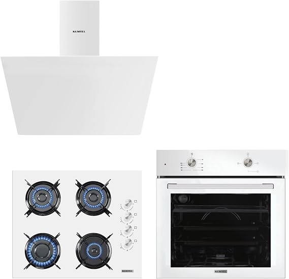 Kumtel Home Basic Beyaz Cam Ankastre Set [Enerji Sınıfı A+]