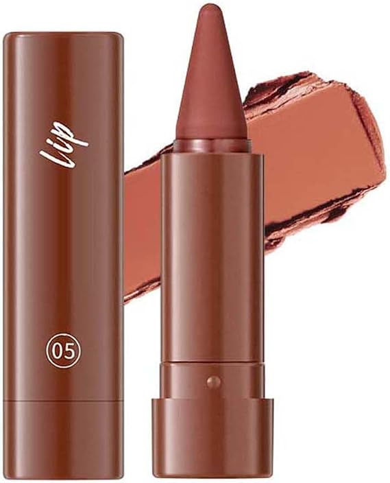 2-in-1 Lip Liner & Lipstick, 6 Colour Matte Lip Kit, Waterproof Long Lasting Lip Makeup Set, Twist-Up Lip Pencil, 1.2g (E)