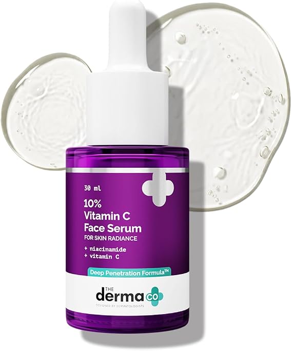 The Derma Co 10% Advanced Vitamin C Serum for Face, Brightening Face Serum for Dark Spots & Uneven Skin Tone, Helps Reduce Dullness, Stable Vitamin C Formula for Glowing Skin, 30ml