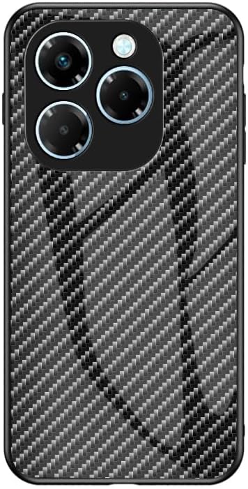 Compatible with Tecno Spark 40 Pro 2 in 1 Anti-drop (PC Glass back panel+TPU) Phone Case Cover Black
