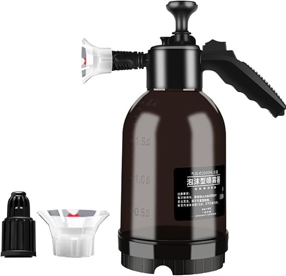 Car Foam Sprayer, 2L Snow Foam Sprayer Pump Action Pressure Sprayer Bottles for Cleaning, Car Washing (Black)