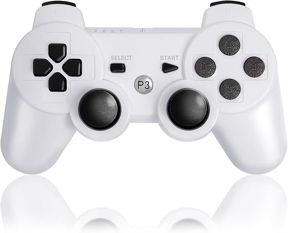純正操作を再現PS3 コントローラー ワイヤレス 無線 Bluetooth 振動機能 USB接続 互換 Dualshock型 直感操作 ホワイト