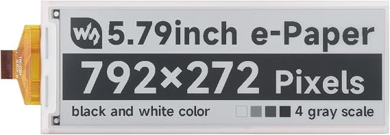 Waveshare 5.79inch E-Paper Raw Display(Without PCB), 792x272 Pixels, Black/White, SPI Communication, Support Partial Refresh, Ideal for Price Tags, Shelf Labels, Industrial Instruments...