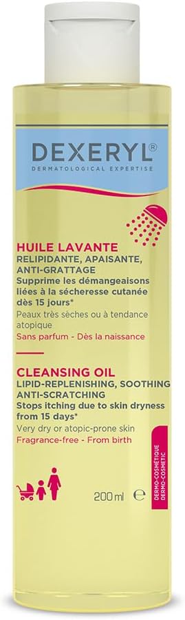 Dexeryl Washing Oil, 200ml, [Travel Size], Soothing, Scratch-Resistant, Very Dry Skin, Breathable, perfumed
