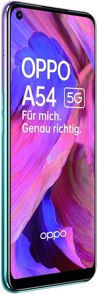 OPPO A54 5G Smartphone, 48MP AI Quad Camera with Ultra Night Video, 6.5 Inch 90 Hz FHD Neo Display, 5000 mAh Battery, 5G Processor, 64 GB Memory, 4 GB RAM, ColorOS 11. 1. Dual SIM, Fantastic Purple