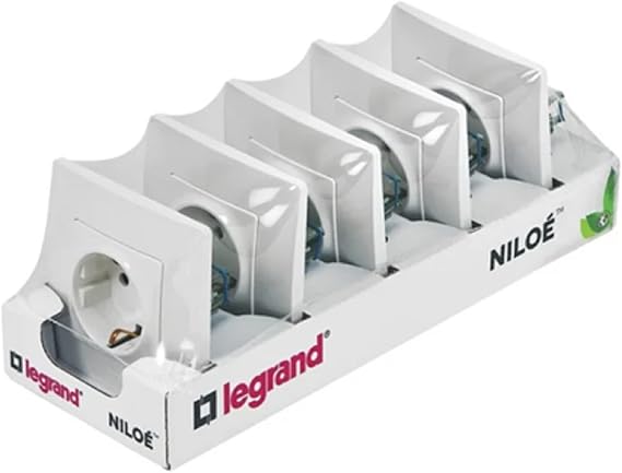 LEGRAND Pack of 5 Sockets 2P+T 16A 230V, Niloé Monobloc, Complete, Bl 396430