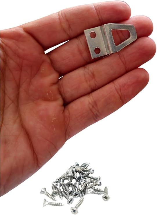 Tablo ve Resim Çerçevesi için Askı Kancası, Kıvrık Eğik Metal, Montaj Vidaları Dahil (10)