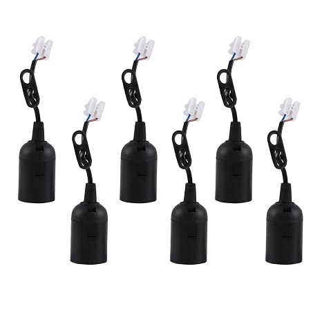 6 x E27 Light Socket with Cable - Black
