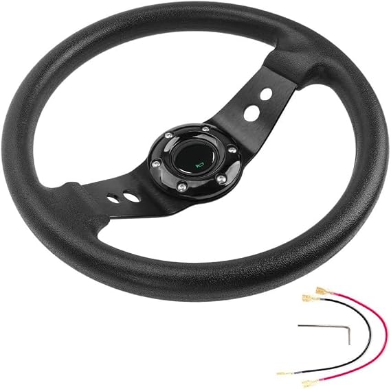 Round Racing Steering Wheel 13 Inch PU Leather for Gaming Simulators