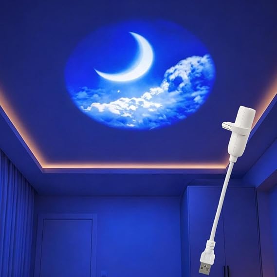 2-in-1 Galaxy Projector Night Light, 360° Adjustable Starry Sky Moon Lamp, USB Sky Night Light Ceiling Projectors, Bedroom Car Decor Gifts for Adults Kids (5 Patterns)