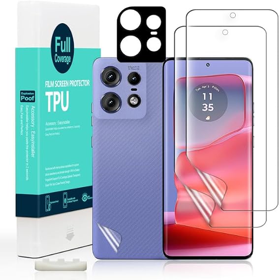 Ibywind Screen Protector For Motorola Edge 50 Pro 5G 6.7",with 2Pcs Flexible TPU Film,1Pc Camera Lens Protector,1Pc Backing Carbon Fiber Film [Fingerprint Reader,Easy to install]