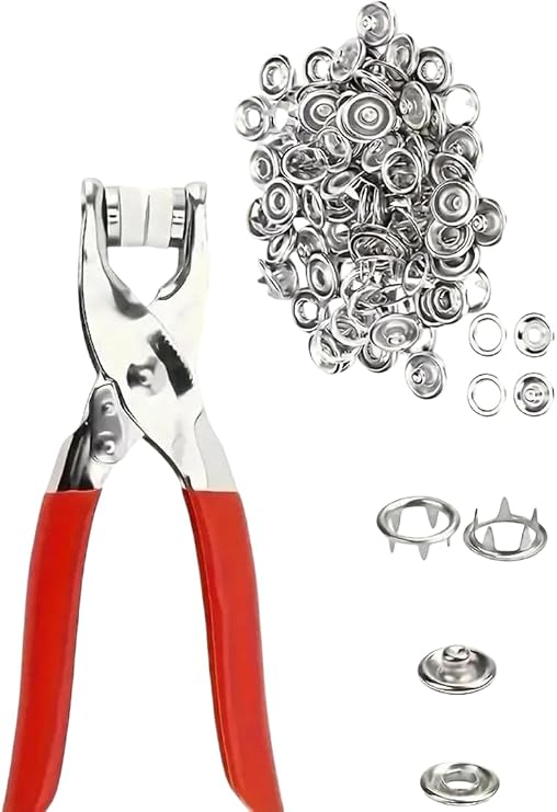 200 Adet Paslanmaz Çelik Çıt çıt ve Pense Seti – Metal Çıt çıt Makinesi, Kumaş Çıtçıt Düğme Seti, El İşi ve Tamir İçin 50 Set Çıt çıt