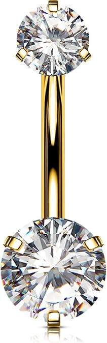 OUFER Body Piercing Internally Titanium Belly Button Bars 10/12/14/16mm Belly Bars 14G Extra Long Navel Piercing Jewellery Gold Navel Bars Belly Button Piercing Jewellery