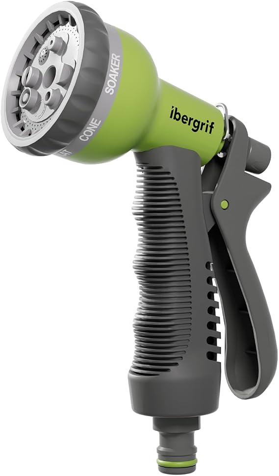 Ibergrif M22210 Garden Hose Pipe Spray Gun, High Pressure Garden Sprayer for Lawn & Garden Watering Equipment, Universal Connector