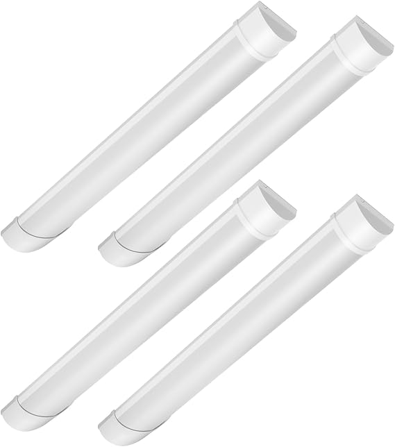 4 Pack 40W LED Batten Light, 4ft 120cm 4800LM 6500K Cool White LED Tube Light, Low Profile Wall or Ceiling Surface Mounted Fitting for Ceiling of Home, Office, Workshop & Garage Lighting [Energy Class F]