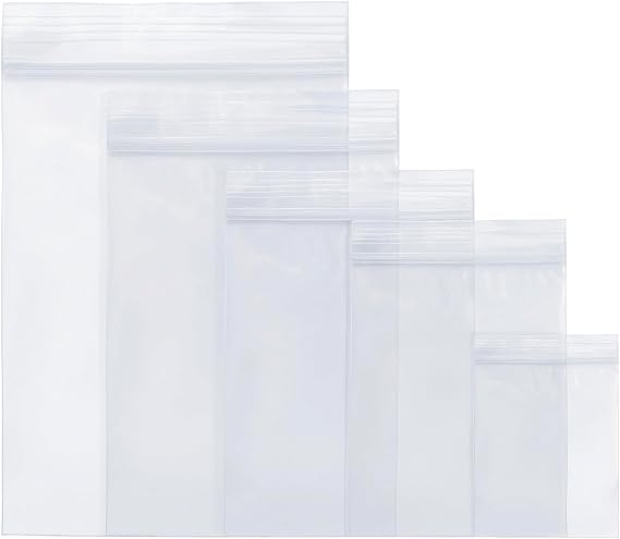 Pack of 500 Zip Bags 5 Sizes Ziplock Bags Zip Lock Resealable Bags Packaging Bags Poly Bags Sealed Ziplock Bags