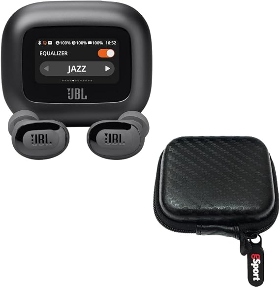 JBL Live Buds 3 True Wireless Noise Cancelling Earbud Bundle with gSport Case (Black)