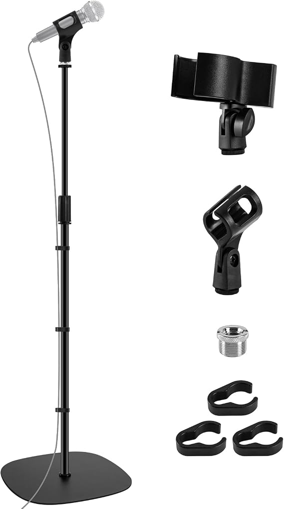 BILIONE Microphone Stand Floor, 22"-70" Height Adjustable Mic Stand