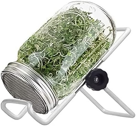 Seed Sprouter|Mason Jars Sprouting Kit Germination Seed Sprouter Set with Cover Stand for Growing Broccoli Alfalfa Bean Sprouts 1000ml