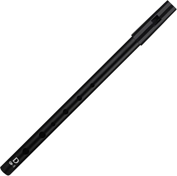 Traditional Irish Tin Whistle D Key 6 Hole Penny Whistle for Celtic Music Lovers Beginners Professional Players Composers with Soft Black Storage Pouch (Black)