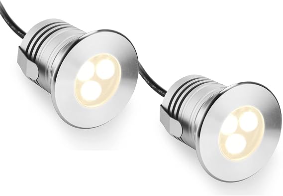 2個LED水中プールライト、3W 12V-24V DCファウンテンリングライト、IP68防水ステンレス鋼水中ライト、地下プール用ランプ池噴水ステップ Color : Warm light 3000k3W, Size : 24v