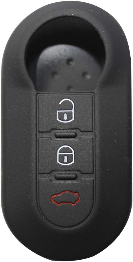 YLC Silicone Car Key Cover, Car Key Protection Case Skin Jacket for Fiat 500 500C Panda Stilo Punto Doblo Grande Bravo Kasten Ducato Minibus etc. 3 Buttons (Black)