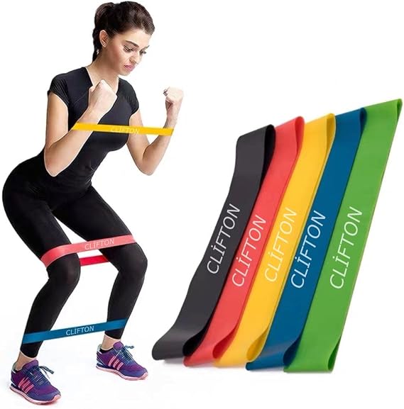 5 Li Farklı Dirençte Squat Bandı Hafif Orta Sert Pilates Aerobik Çalışma Lastiği Egzersiz Fitness