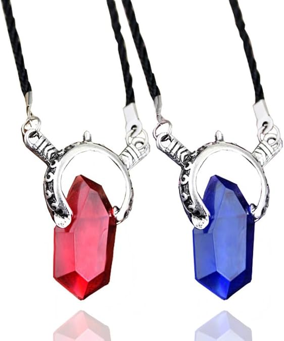 MayDee Devils Cry Necklaces - Demons Hunter Dantes Soul Stone Pendant Jewelry Cosplay Accessories 2 Pcs
