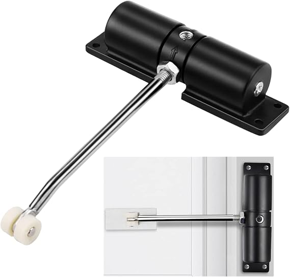 Automatic Door Closer, Adjustable Hydraulic Spring Door Closer for Interior Door, Quiet Auto Door Closing for Interior Doors, Safety Door Stopper for Room, Gate Spring with Adjusting Rod and Screws