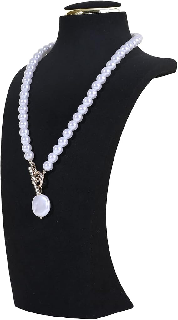 Black necklace display stands for selling, Velvet necklace storage organizer, Necklace mannequin jewelry bust holder for boutique store【Black-Medium height 26 cm】