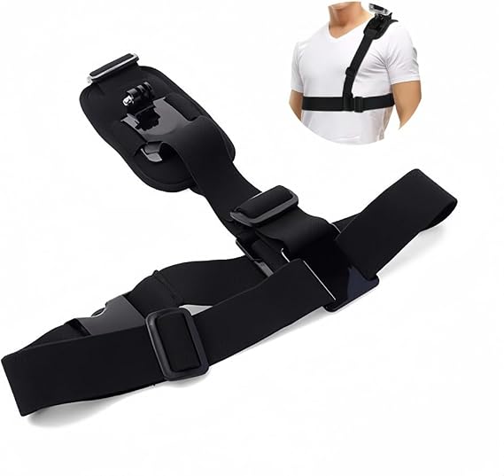 Chest Strap Mount for Action Camera, Adjustable Single Shoulder Mount Harness Compatible with Camera Gopro Hero 11/10/9