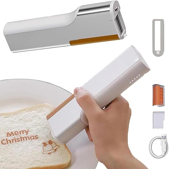 Portable Edible Inkjet Pen,Portable Food Printer,Handheld Coffee Printer Macaron,Coffee,Cake,Biscuit,Bread,Chocolate,Diy Decoration Personalized Pattern Mini Printer (Food-grade red ink cartridge)