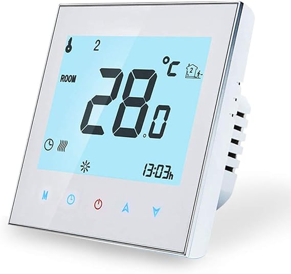 WiFi Smart Thermostat Compatible with Alexa Google Home-Wireless Room Thermostat for Water Heating, LCD Touch Screen Programmable Temperature Controller 3A(White)