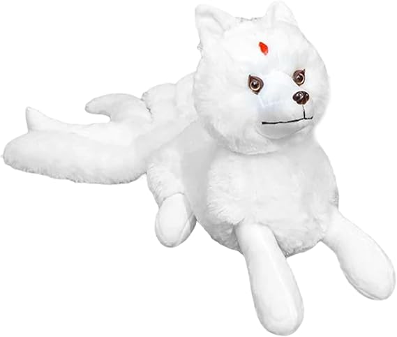 Gcroet Fox Stuffed Anima 20 Inch White Arctic Fox Plushie with Super Soft Long Hair Kitsune Plush Toy for Kids and Adults..