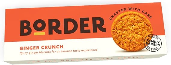 Border Biscuit Fiery Ginger Crunch 135g - Made with Real Ginger - With Warming Spicy Aroma - Deliciously Crunchy Treat - Perfect Food Gift for Biscuit Lovers (Pack of 1)