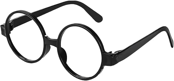 Round Glasses,Black Clear Circle Frame Retro Fancy Costume Fake Eyeglass