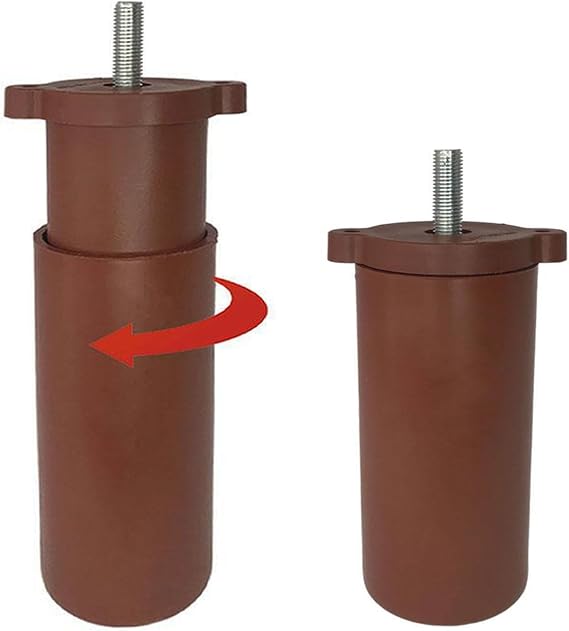 Glaswen 4 ADET Ayarlı Destek Ayağı 13 x 19 cm Kahverengi Gizli Ayak M8 Civatalı İncediş Mobilya Kanepe Baza Koltuk Yükseltici