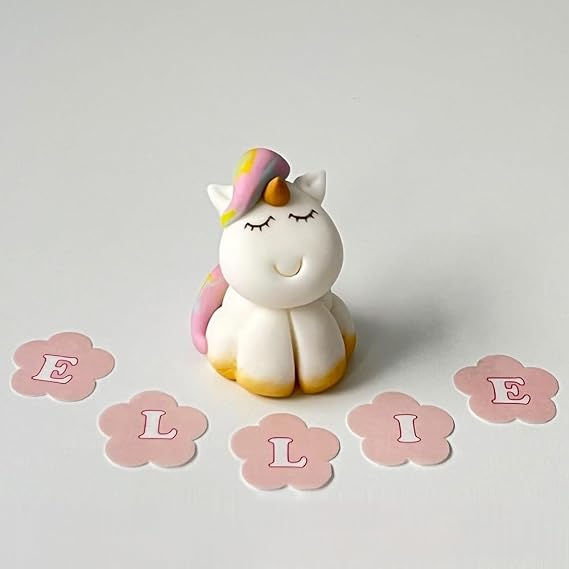Edible Unicorn Cake Toppers - 3D Sugar Fondant Figure - Kids Birthday Decorations - Handmade Present - Baby Christening (unicorn + name)