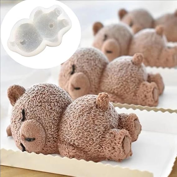 Lying Bear フォンダン型 チョコレート型 シリコン 3D シリコーン 動物型 DIY フォンダン デザート ベーキング ゼリー キャンディー ケーキ ベーキング デコレーション アイスキューブ 石鹸 樹脂